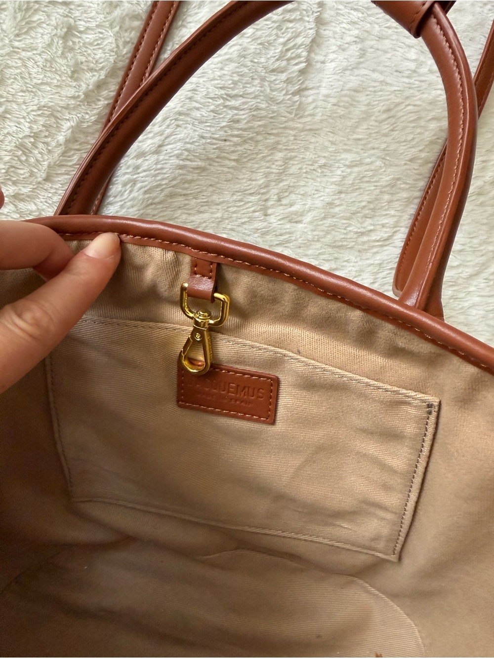 Jacquemus Le Panier Soli Straw Basket Tote Bag Brown Leather Crossbody - Picture 2 of 8